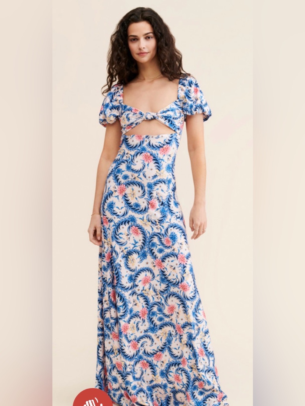 Agua Bendita Clare cut out dress Blue and Pink Floral Cutout Maxi Dress size M